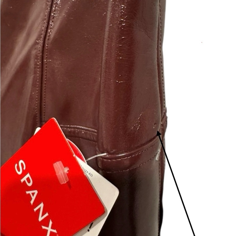 Spanx‎ Faux Patent Leather Leggings Large Burgundy Ruby - Picture 14 of 14